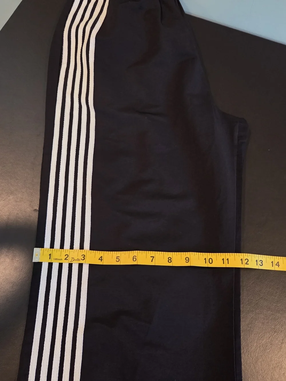 Cali 1850 Los Angeles Black Track Pants White Stripe Side Tie Wide Leg Size M - Picture 9 of 11